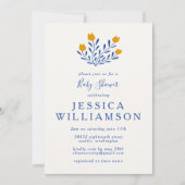 Invitation Douce Fête de Naissance Fleurs de Style Folk Scand (Devant)