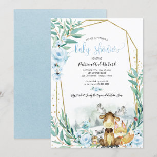 Invitation Douce Fête de Naissance Florale de la Forêt