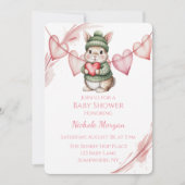Invitation Douce Fête de Naissance Lapin Aquarelle  (Devant)