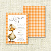 Invitation Douce Fête de Naissance Orange Gingham Oie Rigolot