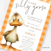 Invitation Douce Fête de Naissance Orange Gingham Oie Rigolot
