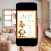 Invitation Douce Fête de Naissance Orange Gingham Oie Rigolot