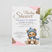 Invitation Douce Fête de Naissance Ourson Mignon (Debout devant)