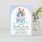 Invitation Douce Fête de Naissance Ourson pour Garçon (Debout devant)