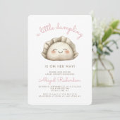Invitation Douce Fête de Naissance pour Bébé Fille Rose (Debout devant)