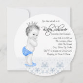 Invitation Douce Fête de Naissance Prince Bleu Bébé Garçon (Dos)