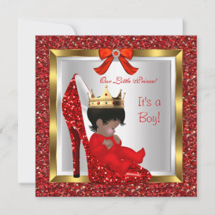 Invitation Douce Fête de Naissance Prince Royal Garçon Chauss