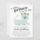 Invitation Douce Fête de Naissance Prince Vert Kitty Chat (Devant)