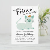 Invitation Douce Fête de Naissance Prince Vert Kitty Chat (Debout devant)