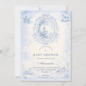 Invitation Douce Fête de Naissance Toile Bleue Classique (Devant)