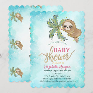 Invitation Douce Fête de Naissance Tropicale de Paresseux End