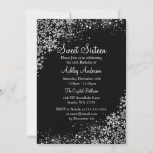 Invitation Douce fête des 16 ans, merveilleux monde hivernal,