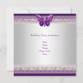 Invitation Douce Fête des 16 ans Papillon Blanc Violet (Dos)