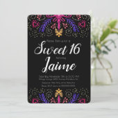 Invitation Douce Fête des Seize Ans Floral Chic à Points (Debout devant)