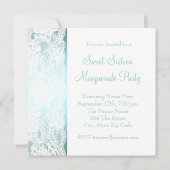 Invitation Douce Fête Masquée Bleu Turquoise pour Seize Ans (Dos)