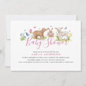 Invitation Douce Fête Prénatale d'Animaux de la Forêt (Devant)