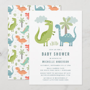 Invitation Douce Fête Prénatale de Dinosaure