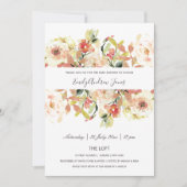 INVITATION DOUCE FÊTE PRÉNATALE FLEURIE A L'AQUARELLE ROSE PÊ (Devant)