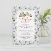 Invitation Douce Fête Rose Gingham Garçon Baby Shower (Debout devant)