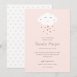 Invitation Douce Fête Rose pour Bébé Nuage