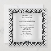 Invitation Douce Fête Seize 16 Ans Image Noir Blanc Points (Dos)