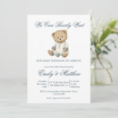 Invitation Douce Fête Simple Ours Baby Shower  (Debout devant)