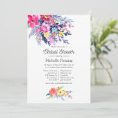 Invitation Douce Fête Virtuelle de Bébé aux Fleurs Aquarelles (Debout devant)