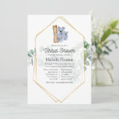 Invitation Douce Fête Virtuelle de Bébé Koala Eucalyptus (Debout devant)