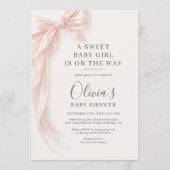 Invitation Douce Fille Bébé Arc Rose Baby Shower (Devant)
