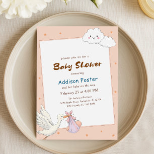 Invitation Douce Fille Bébé Fauvette Aquarelle Baby Shower
