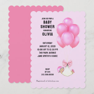 Invitation Douce Fille Cadeau de Bébé