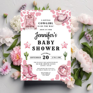 Invitation Douce Fille Cowgirl Baby Shower Rose