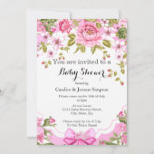 Invitation Douce Fille Fleur Rose Bébé Shower Blonde Tutu (Dos)