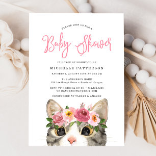 Invitation Douce Fille Kitty Baby Shower