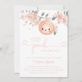 Invitation Douce Fille Peche Baby Shower (Devant)