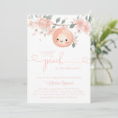 Invitation Douce Fille Peche Baby Shower (Debout devant)