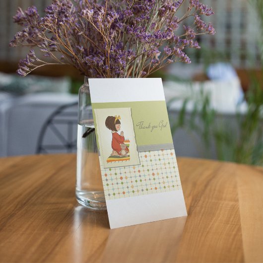 Invitation Douce Fille Priant Merci Dieu
