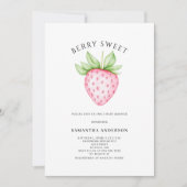 Invitation Douce Fille Rose Fraise Bébé Shower (Devant)