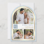 Invitation Douce Fleur Bleue Or Arche Papillon Mariage (Dos)