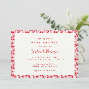 Invitation Douce Fleur de Fraisier Fille Baby Shower