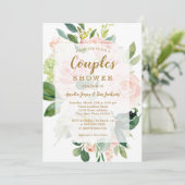 Invitation Douce Fleur de Pêche Élégante Mariage Couple Showe (Debout devant)