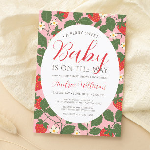 Invitation Douce Fleur de Vigne Rose Fille Baby Shower