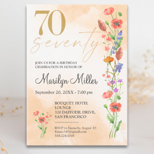 Invitation Douce Fleur Sauvage 70e Anniversaire Pour Elle