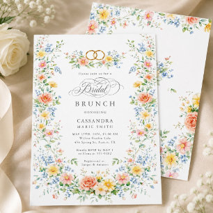 Invitation Douce Florale de Fleur Sauvage Aquarelle Rose Pâle