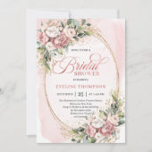 Invitation Douce Florale de Mariage Rose Goldée (Devant)