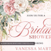 Invitation Douce Florale de Mariage Rose Goldée