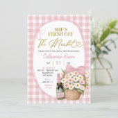 Invitation Douce Florale Gingham Coquette Mariage Fille d'Hon (Debout devant)