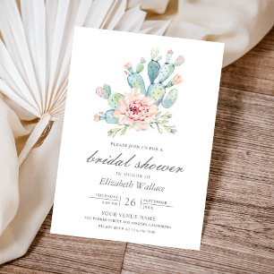Invitation Douce Florale Terreuse Désert Cactus Baby Shower