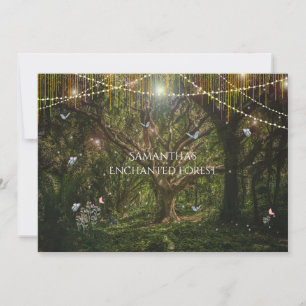 Invitation Douce forêt enchantée de fleurs et de papillons po