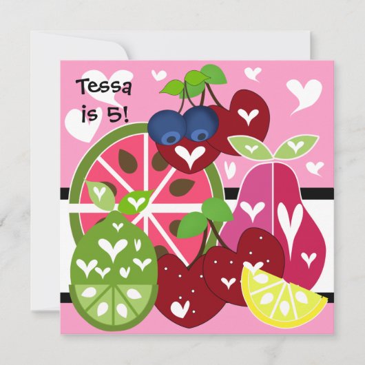 Invitation douce fruitée d'anniversaire (Devant)
